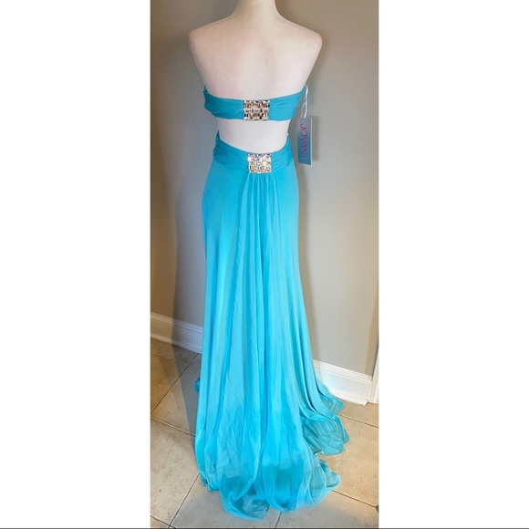 Jovani Strapless Evening Gown Aqua/Silver - Picture 4 of 5
